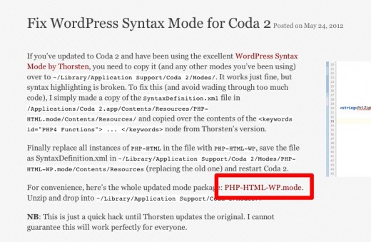 Coda2の為のWordPressコード補足